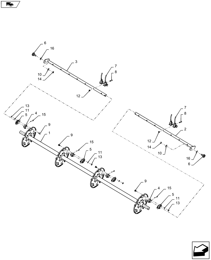 Схема запчастей Case IH RB455 - (60.220.BG[05]) - VAR - 726918, 726989 - 2M REEL ASSEMBLY, 5-BAR WITH RUBBER MOUNTED TINES (60) - PRODUCT FEEDING