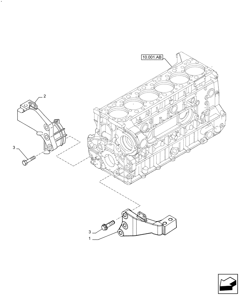 Схема запчастей Case IH F3GFE613A B001 - (10.001.AK) - ENGINE SUPPORT AND MOUNTS (10) - ENGINE