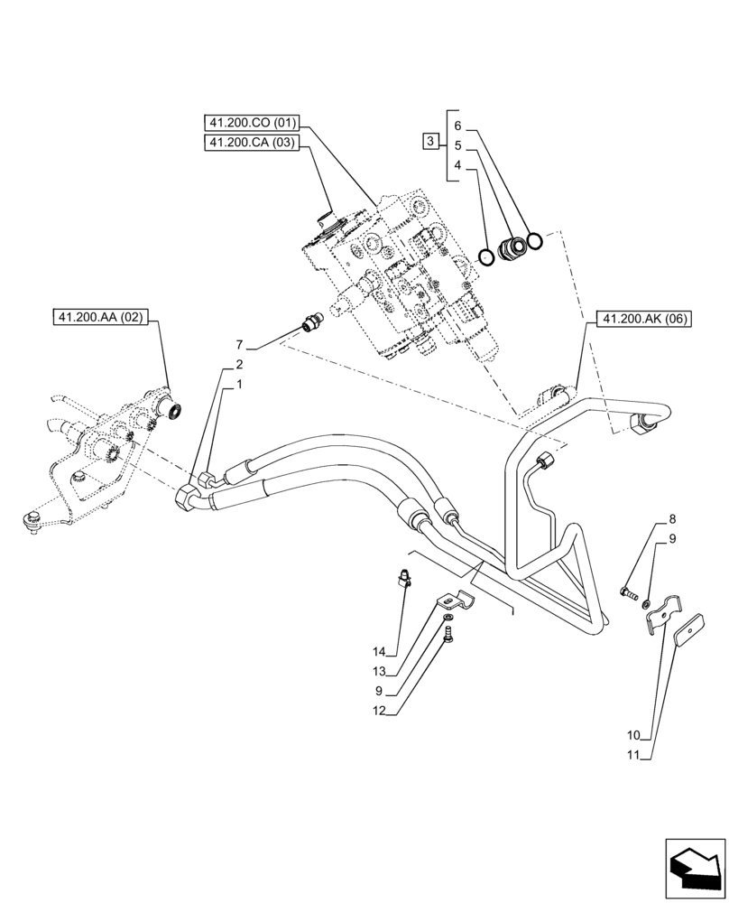 Схема запчастей Case IH PUMA 220 - (41.200.AA[07]) - VAR - 758268, 758269, 758272, 758273 - STEERING VALVE, LINE, AUTOGUIDANCE SYSTEM, POWERSHIFT - END YR 02-APR-2014 (41) - STEERING