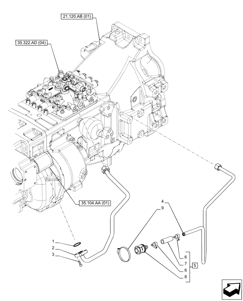 Схема запчастей Case IH PUMA 165 - (21.506.AI[02]) - VAR - 758016, 758017, 758018, 758019, 758020, 758021 - TRANSMISSION, INLINE (21) - TRANSMISSION