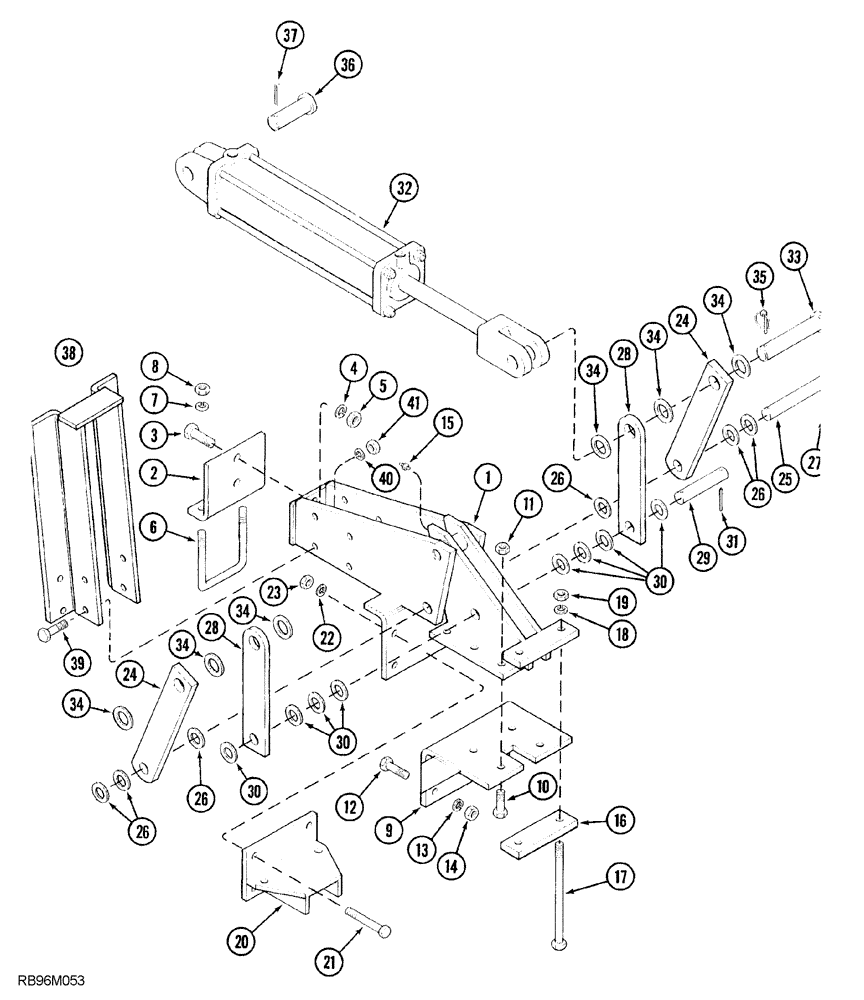 Схема запчастей Case IH 5850 - (09-48) - REAR SECONDARY WING LIFT HINGE AND CYLINDER MOUNTING, DOUBLE FOLD, RIGID, 43 FOOT AND 45 FOOT WIDE (09) - CHASSIS