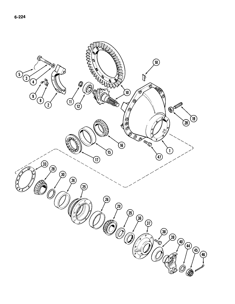 Схема запчастей Case IH 4994 - (6-224) - REAR STEERING AXLE, DIFFERENTIAL (06) - POWER TRAIN