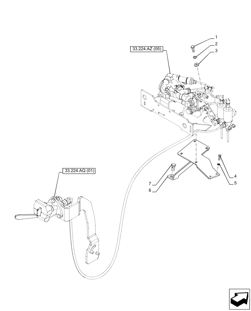 Схема запчастей Case IH PUMA 240 CVT - (33.224.AZ[04]) - VAR - 758041, 758042 - TRAILER BRAKE VALVE (33) - BRAKES & CONTROLS