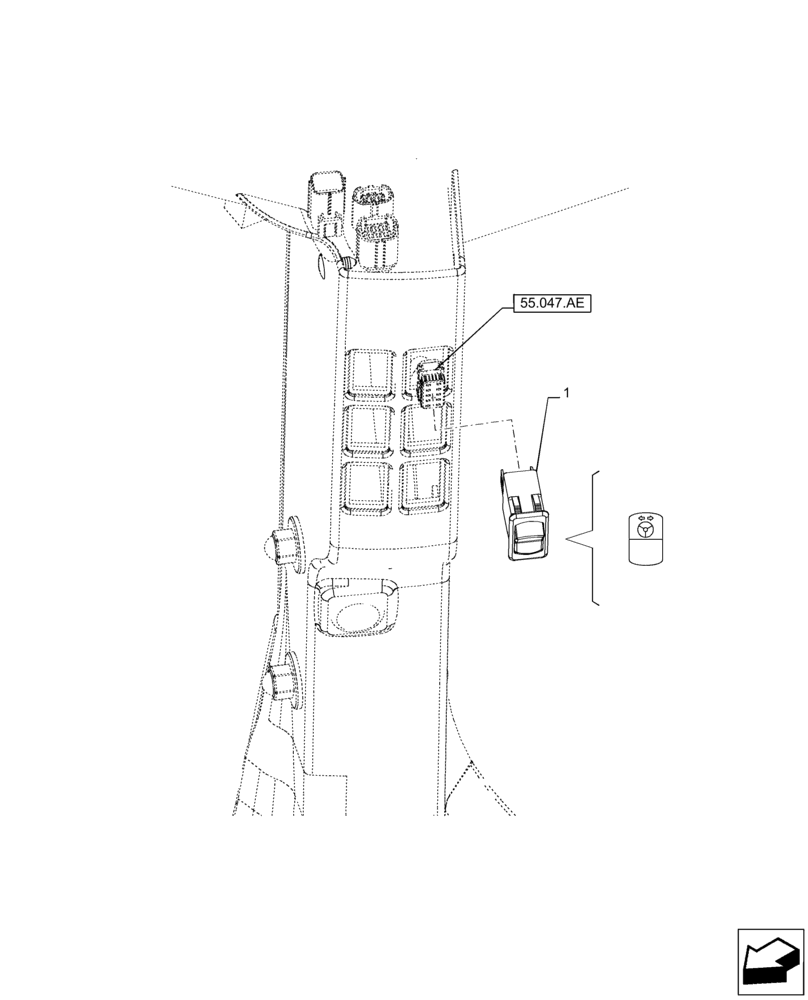Схема запчастей Case IH PUMA 185 - (55.526.AD) - VAR - 758271 - FAST STEER, SWITCH (55) - ELECTRICAL SYSTEMS