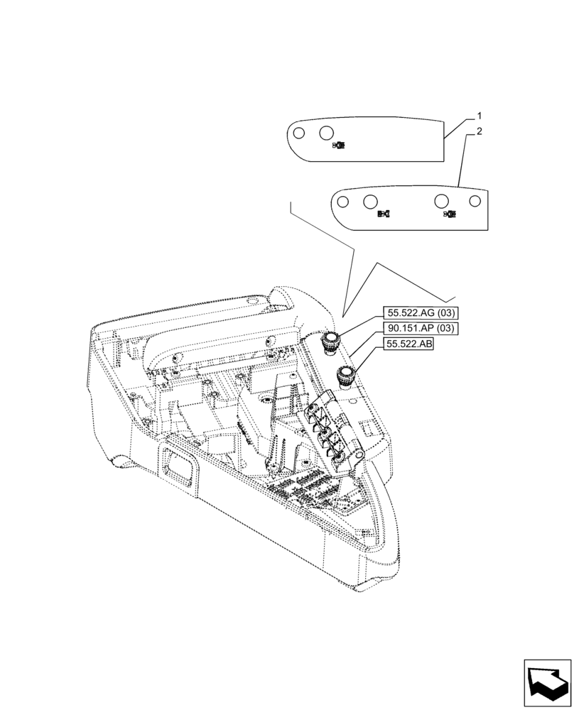 Схема запчастей Case IH PUMA 150 CVT - (90.108.AA[09]) - VAR - 391172, 758088, 758089, 758090, 758091, 758092, 758093, 758094, 758095, 758096, 758097, 758098, 758245, 758246, 758247 - DECAL, ARMREST, PTO (90) - PLATFORM, CAB, BODYWORK AND DECALS