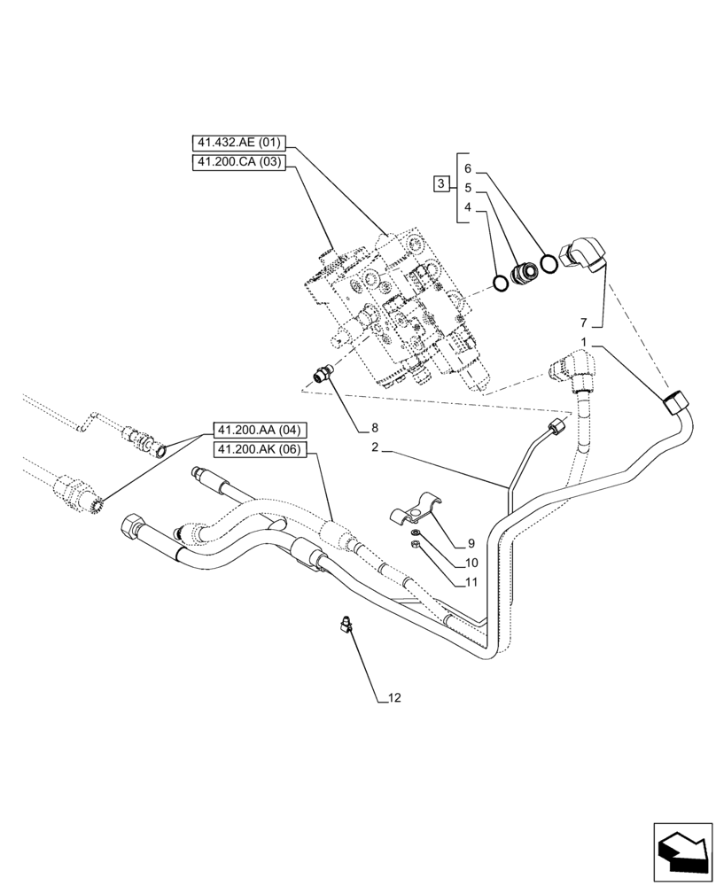 Схема запчастей Case IH PUMA 165 CVT - (41.200.AA[08]) - VAR - 758268, 758269, 758272, 758273, 758276, 758277 - STEERING VALVE, LINE, AUTOGUIDANCE SYSTEM, CVT (41) - STEERING