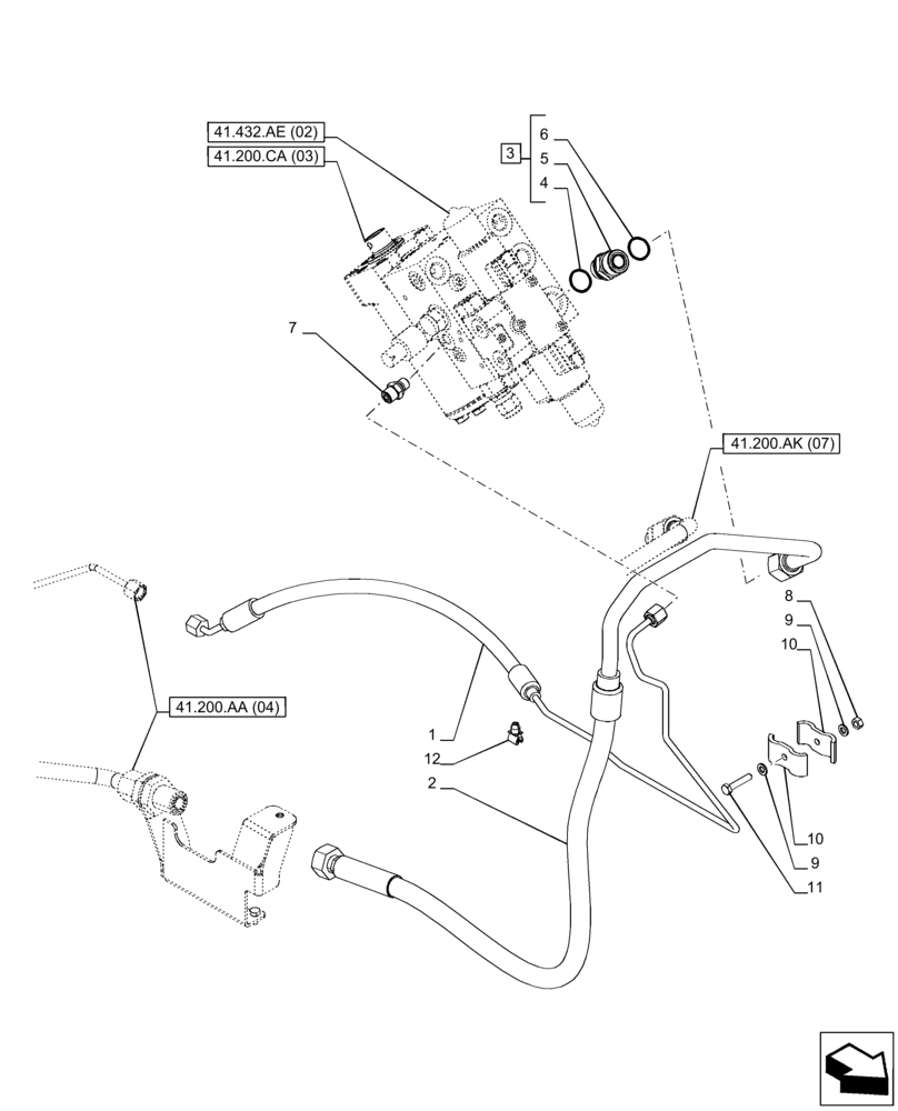 Схема запчастей Case IH PUMA 200 CVT - (41.200.AA[08]) - VAR - 758268, 758269, 758272, 758273, 758276, 758277 - STEERING VALVE, LINE, AUTOGUIDANCE SYSTEM, CVT (41) - STEERING