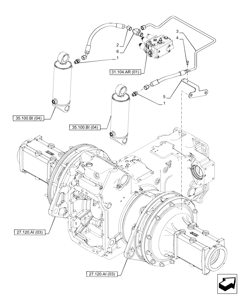 Схема запчастей Case IH PUMA 150 CVT - (35.100.AR[06]) - VAR - 391138, 758022 - LIFT CYLINDER, LINE (35) - HYDRAULIC SYSTEMS