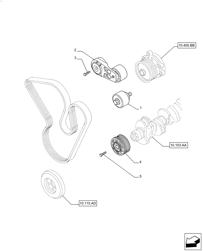 Схема запчастей Case IH F3GFE613A B001 - (10.103.AG) - CRANKSHAFT & PULLEY (10) - ENGINE