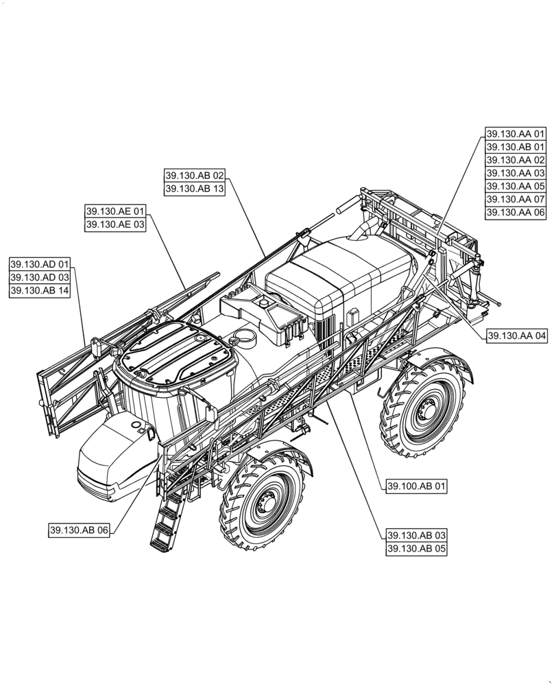 Схема запчастей Case IH PATRIOT 3340 - (39.000.00) - SECTION INDEX - FRAME (39) - FRAMES AND BALLASTING