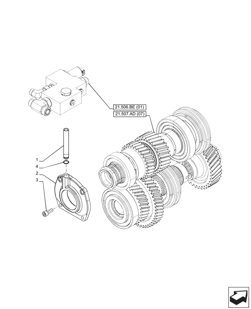 Схема запчастей Case IH PUMA 240 CVT - (21.506.BE[05]) - VAR - 337427, 337433, 391138, 758022 - TRANSMISSION, LUBRICATION LINE (21) - TRANSMISSION