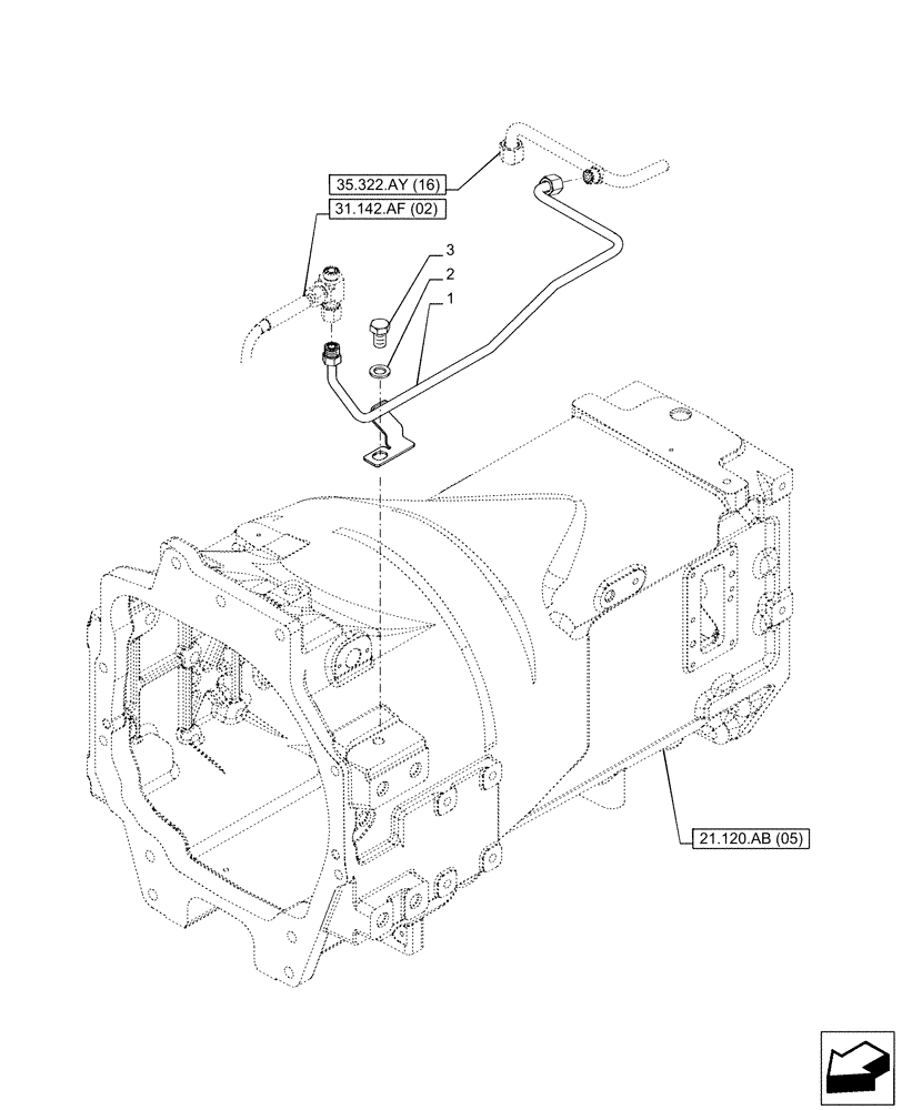 Схема запчастей Case IH PUMA 150 CVT - (35.322.AY[15]) - VAR - 758046, 758091, 758093 - TRANSMISSION, LOW PRESSURE, LINE (35) - HYDRAULIC SYSTEMS