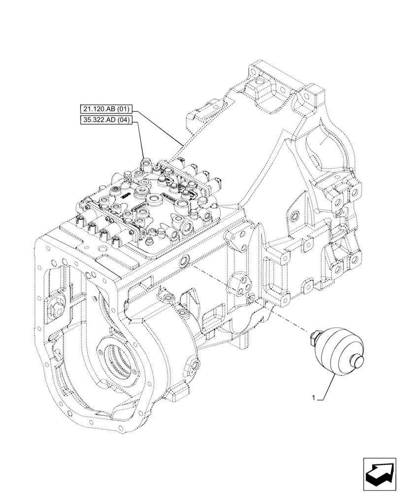 Схема запчастей Case IH PUMA 165 - (35.322.BD[02]) - VAR - 758016, 758017, 758018, 758019, 758020, 758021 - LOW PRESSURE, ACCUMULATOR (35) - HYDRAULIC SYSTEMS