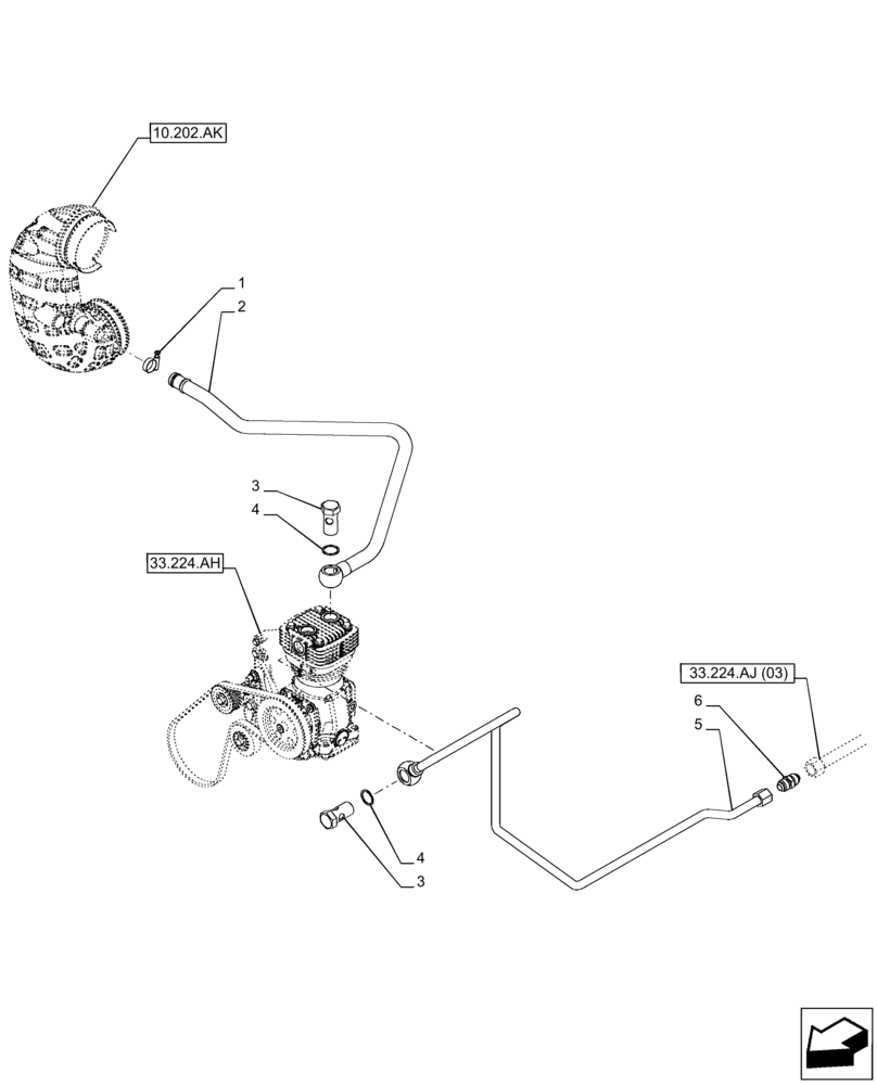 Схема запчастей Case IH PUMA 150 CVT - (33.224.AJ[01]) - VAR - 758038, 758039, 758041, 758042, 758043, 758044 - TRAILER BRAKE, COMPRESSOR, INLINE (33) - BRAKES & CONTROLS