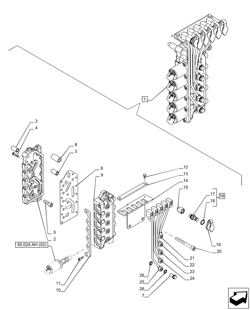 Схема запчастей Case IH PUMA 150 - (21.133.AK[02]) - VAR - 391136, 758011, 758012, 758013, 758014, 758015 - TRANSMISSION CONTROL VALVE, COMPONENTS, SEMI-POWERSHIFT (21) - TRANSMISSION