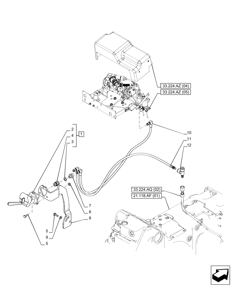 Схема запчастей Case IH PUMA 165 - (33.224.AQ[01]) - VAR. 758041, 758042 - TRAILER BRAKE, INLINE (33) - BRAKES & CONTROLS