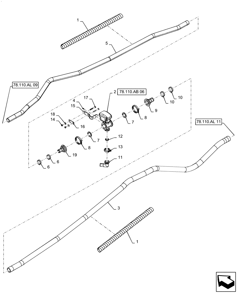 Схема запчастей Case IH PATRIOT 3340 - (78.110.AL[12]) - 120, 7 SECTION, LH MID BOOM PLUMBING (78) - SPRAYING