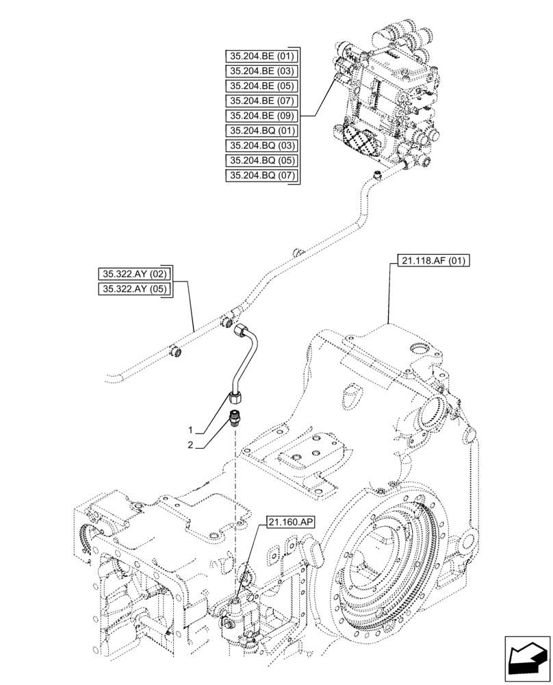 Схема запчастей Case IH PUMA 165 - (35.322.AY[09]) - VAR - 758011, 758013, 758015, 758017, 758019, 758021 - CREEPER, LOW PRESSURE, LINE (35) - HYDRAULIC SYSTEMS