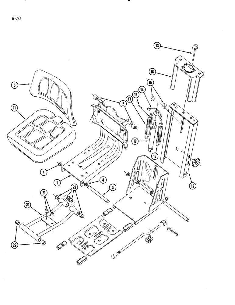 Схема запчастей Case IH 5000 - (9-76) - OPERATORS SEAT, VINYL COVERED (09) - CHASSIS/ATTACHMENTS