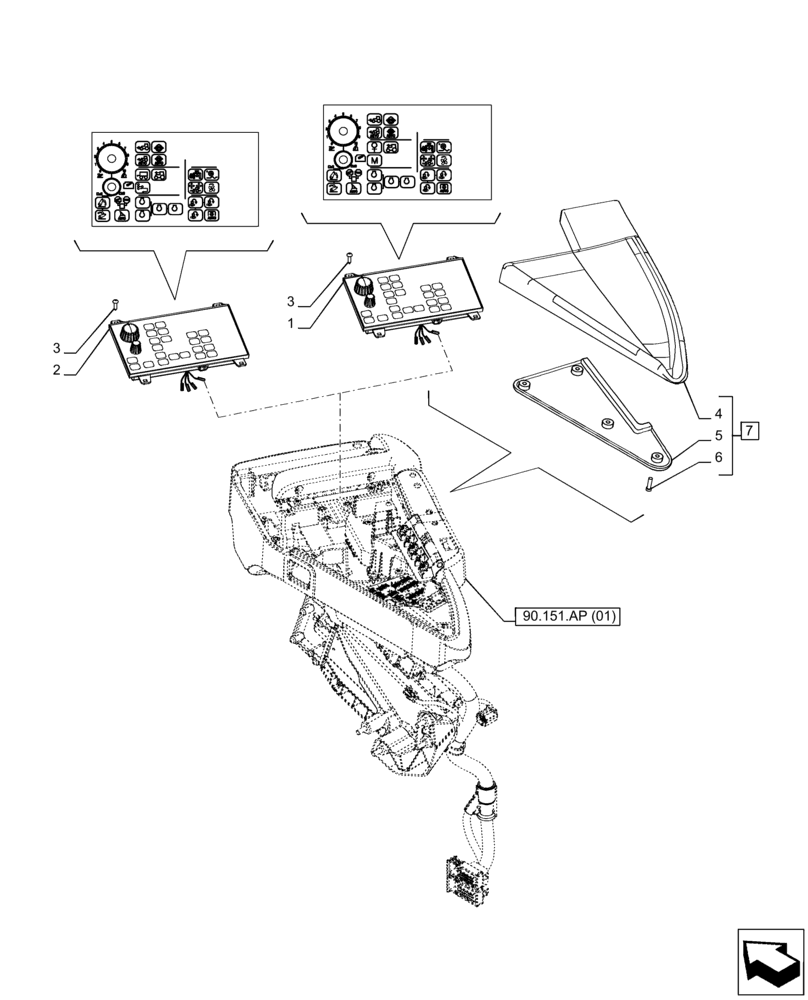 Схема запчастей Case IH PUMA 220 - (55.512.CS[10]) - VAR - 335482 - ARMREST, CONTROL PANEL (55) - ELECTRICAL SYSTEMS