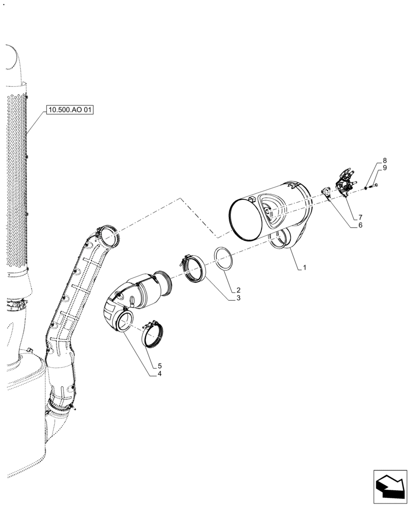 Схема запчастей Case IH FARMALL 130A - (10.254.AI) - VAR - 390199 - EXHAUST SYSTEM W/ MUFFLER (10) - ENGINE