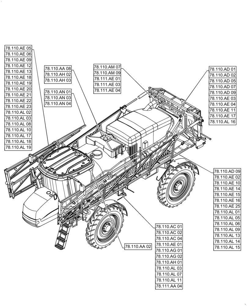 Схема запчастей Case IH PATRIOT 3240 - (78.000.00[01]) - SECTION INDEX - PLUMBING (78) - SPRAYING