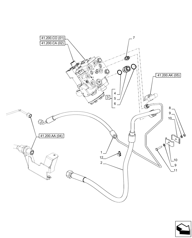 Схема запчастей Case IH PUMA 240 CVT - (41.200.AA[06]) - VAR - 758267, 758271, 758275 - STEERING VALVE, LINE, CVT (41) - STEERING