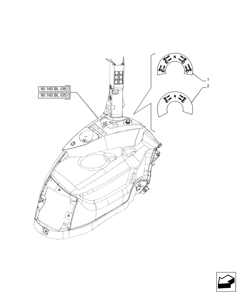 Схема запчастей Case IH PUMA 200 - (90.108.AA[12]) - VAR - 758028, 758029, 758030 - DECAL, PTO, CONTROL PANEL (90) - PLATFORM, CAB, BODYWORK AND DECALS