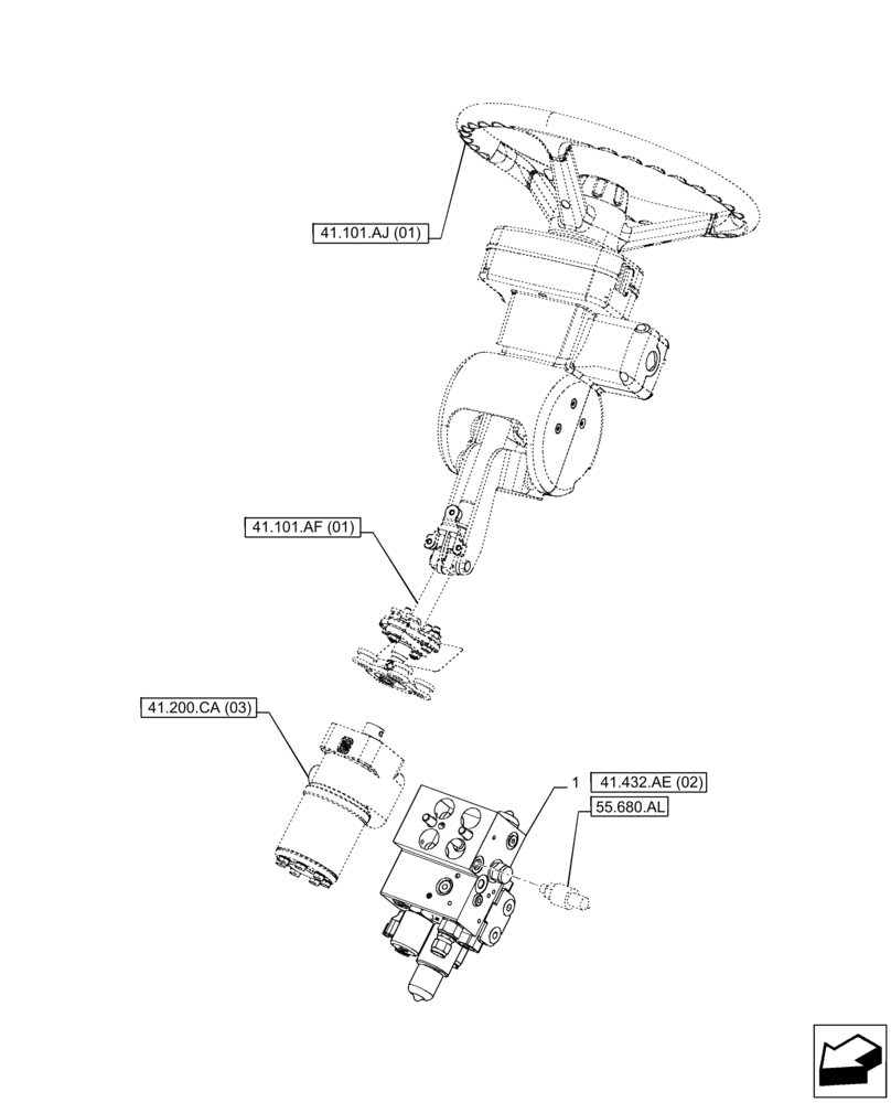 Схема запчастей Case IH PUMA 150 CVT - (41.432.AE[01]) - VAR - 758268, 758269, 758272, 758273, 758276, 758277 - STEERING VALVE, AUTOGUIDANCE SYSTEM (41) - STEERING