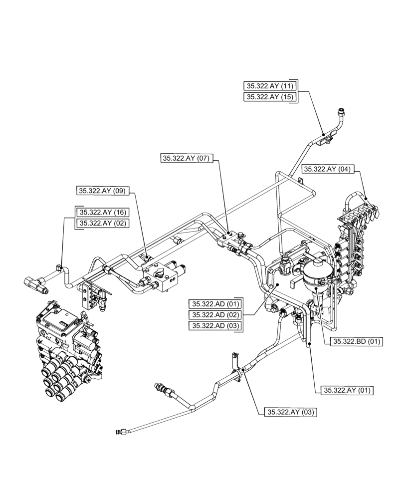 Схема запчастей Case IH PUMA 150 - (00.000.35[05]) - PICTORIAL INDEX - HYDRAULIC SYSTEMS (00) - GENERAL & PICTORIAL INDEX