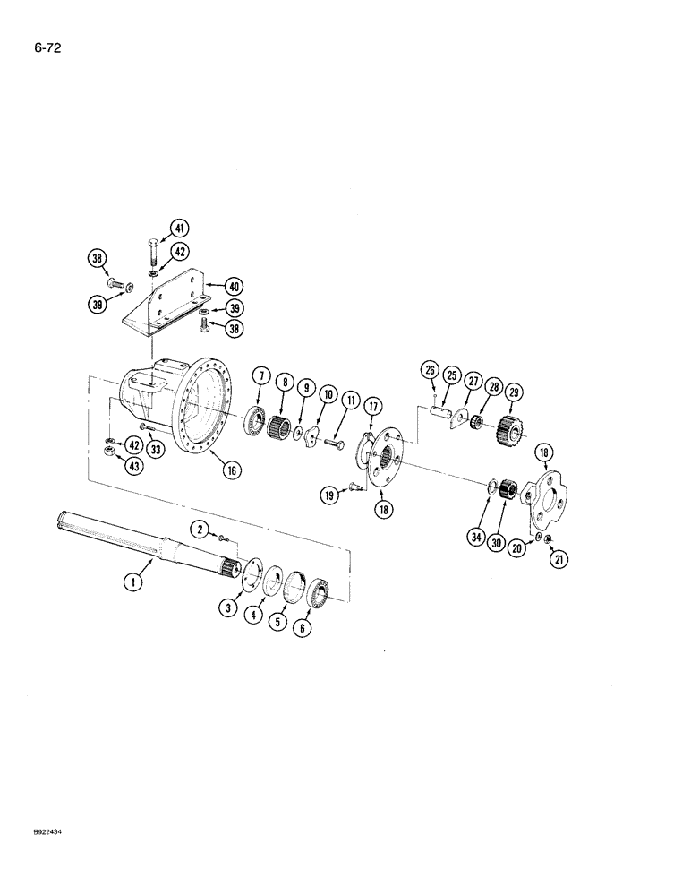 Схема запчастей Case IH 9210 - (6-072) - AXLE ASSEMBLY, AXLE SHAFT AND HOUSING, K593 BAR AXLE (CONTD) (06) - POWER TRAIN