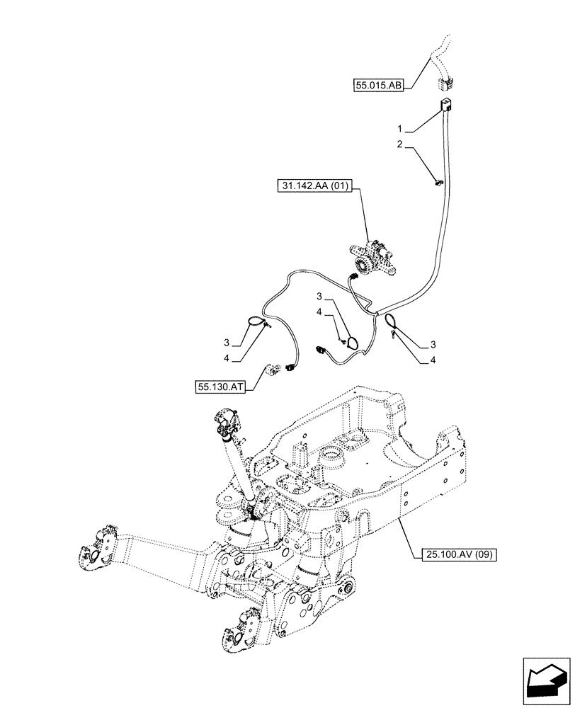 Схема запчастей Case IH PUMA 165 - (55.100.AX) - VAR - 758088, 758089, 758090, 758091, 758092, 758093, 758245, 758246, 758247, 758248 - HITCH, FRONT, HARNESS (55) - ELECTRICAL SYSTEMS