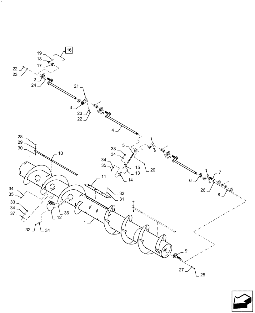 Схема запчастей Case IH 2060-15 - (58.120.AD) - FEED AUGER, 15FT (58) - ATTACHMENTS/HEADERS