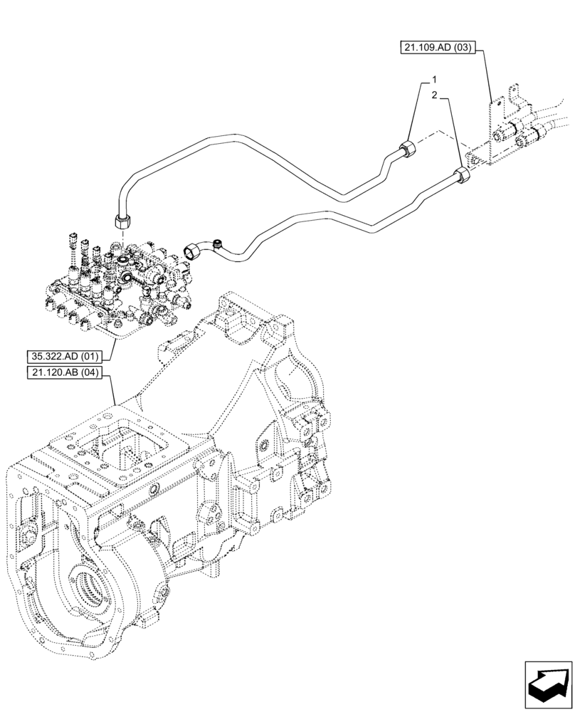 Схема запчастей Case IH PUMA 165 - (21.109.AD[02]) - VAR - 758016, 758017, 758018, 758019, 758020, 758021 - TRANSMISSION, OIL COOLER, LINE (21) - TRANSMISSION