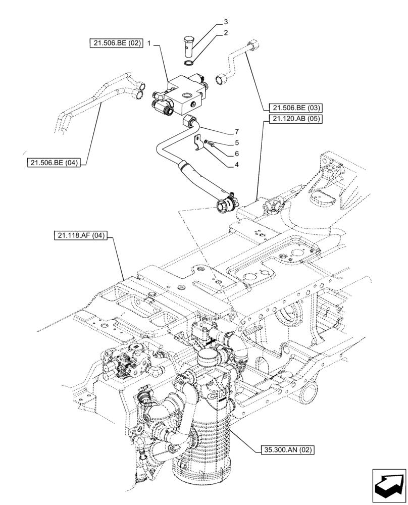 Схема запчастей Case IH PUMA 185 CVT - (21.506.BE[01]) - VAR - 337427, 337433, 391138, 758022 - TRANSMISSION, LUBRICATION LINE (21) - TRANSMISSION