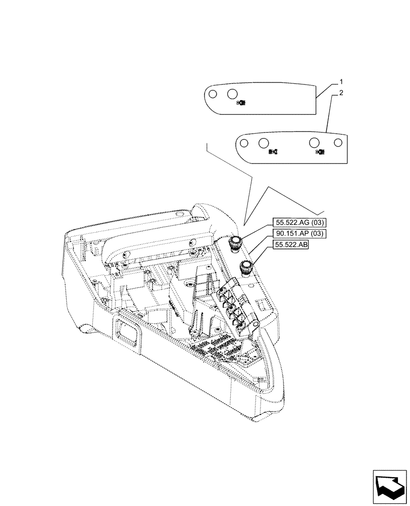 Схема запчастей Case IH PUMA 220 CVT - (90.108.AA[09]) - VAR - 391172, 758088, 758089, 758090, 758091, 758092, 758093, 758094, 758095, 758096, 758097, 758098, 758245, 758246, 758247 - DECAL, ARMREST, PTO (90) - PLATFORM, CAB, BODYWORK AND DECALS