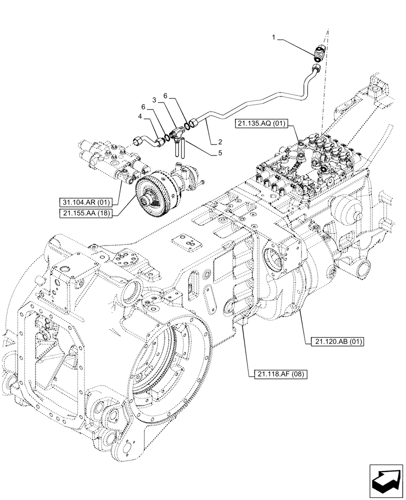 Схема запчастей Case IH PUMA 185 - (35.322.AY[04]) - VAR - 337429, 337430, 337431, 337432, 758018, 758019, 758020, 758021 - TRANSMISSION, LOW PRESSURE, LINE (35) - HYDRAULIC SYSTEMS