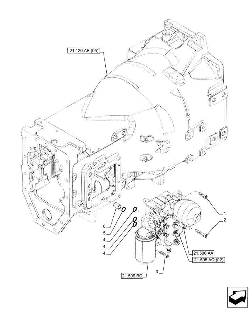 Схема запчастей Case IH PUMA 150 CVT - (21.505.AQ[01]) - VAR - 391138, 758022 - TRANSMISSION CONTROL VALVE (21) - TRANSMISSION