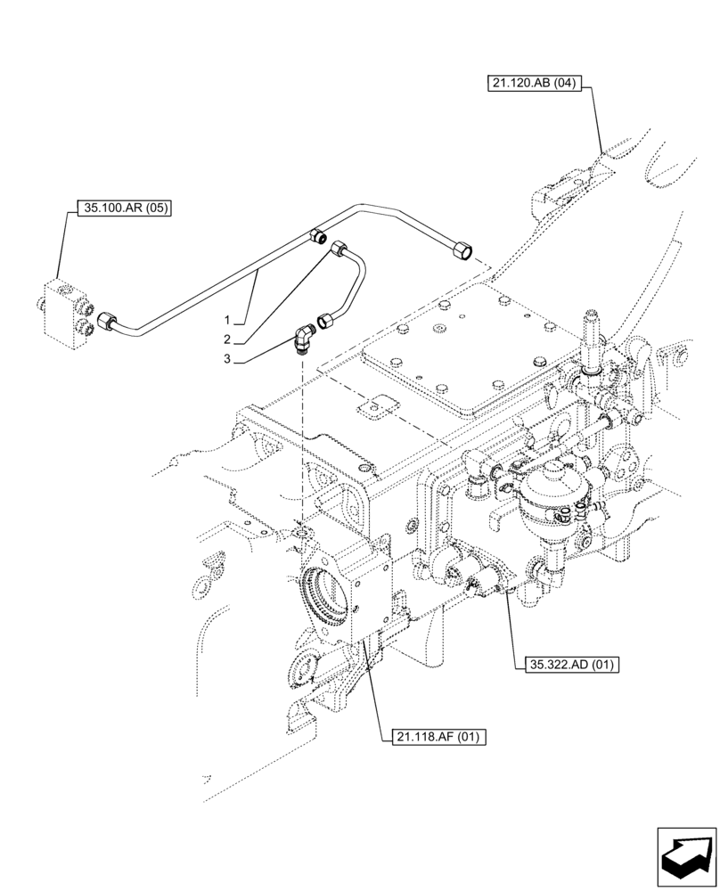 Схема запчастей Case IH PUMA 165 - (35.322.AY[12]) - VAR - 391136, 758011, 758012, 758013, 758014, 758015 - TRANSMISSION, LOW PRESSURE, LINE (35) - HYDRAULIC SYSTEMS