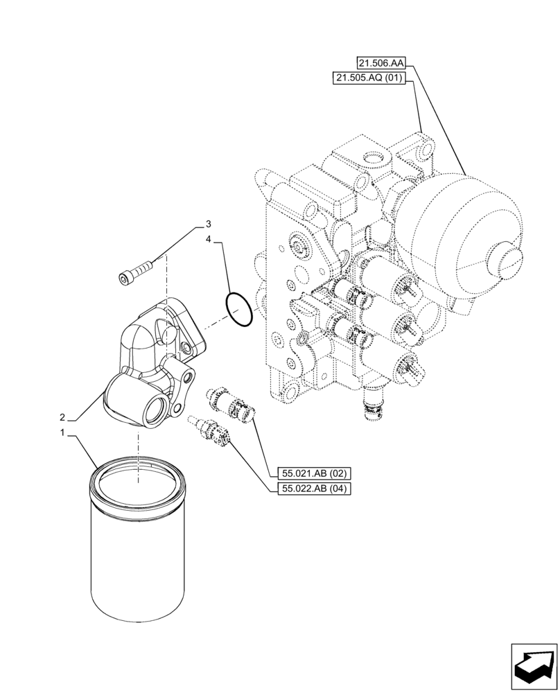 Схема запчастей Case IH PUMA 150 CVT - (21.506.BC) - VAR - 391138, 758022 - TRANSMISSION, OIL FILTER (21) - TRANSMISSION