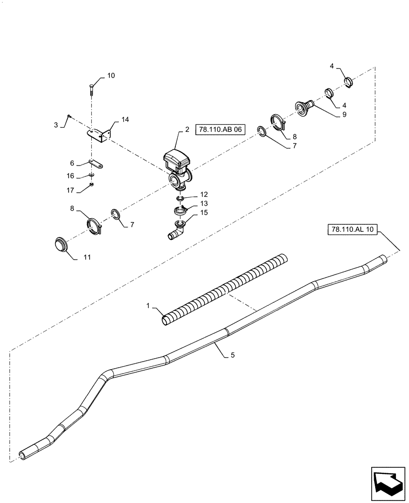 Схема запчастей Case IH PATRIOT 3340 - (78.110.AL[11]) - 120, 7 SECTION, LH OUTER BOOM PLUMBING (78) - SPRAYING