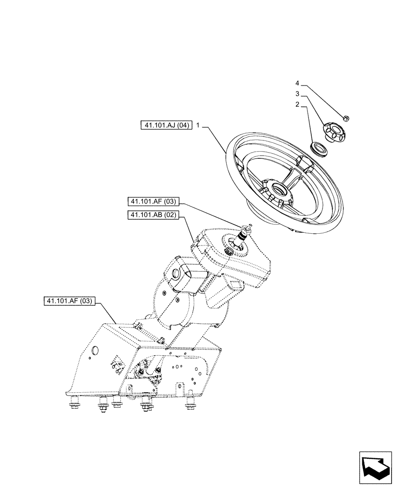 Схема запчастей Case IH PUMA 220 CVT - (41.101.AJ[03]) - VAR - 758267, 758271, 758275, 758278 - STEERING WHEEL (41) - STEERING