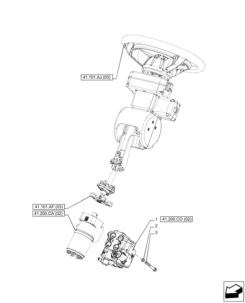 Схема запчастей Case IH PUMA 165 CVT - (41.200.CO[01]) - VAR - 758267, 758271, 758275, 758278 - FAST STEER, CONTROL VALVE (41) - STEERING