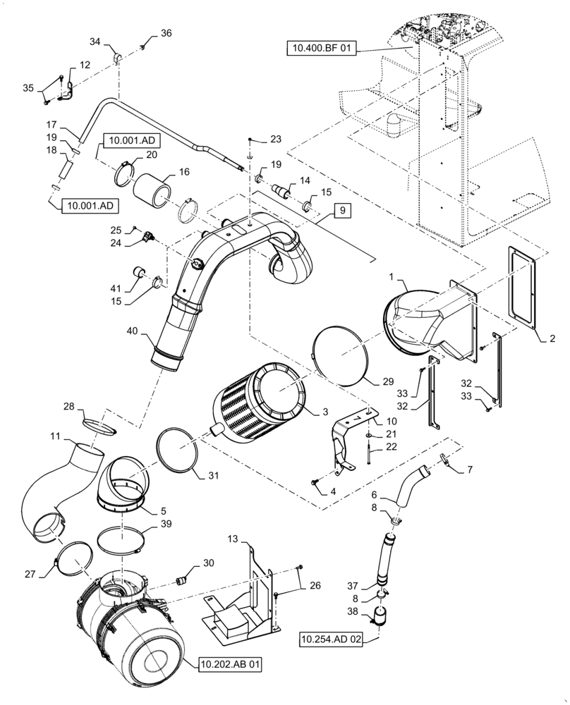 Схема запчастей Case IH 7240 - (10.202.AK[02]) - AIR INTAKE (10) - ENGINE