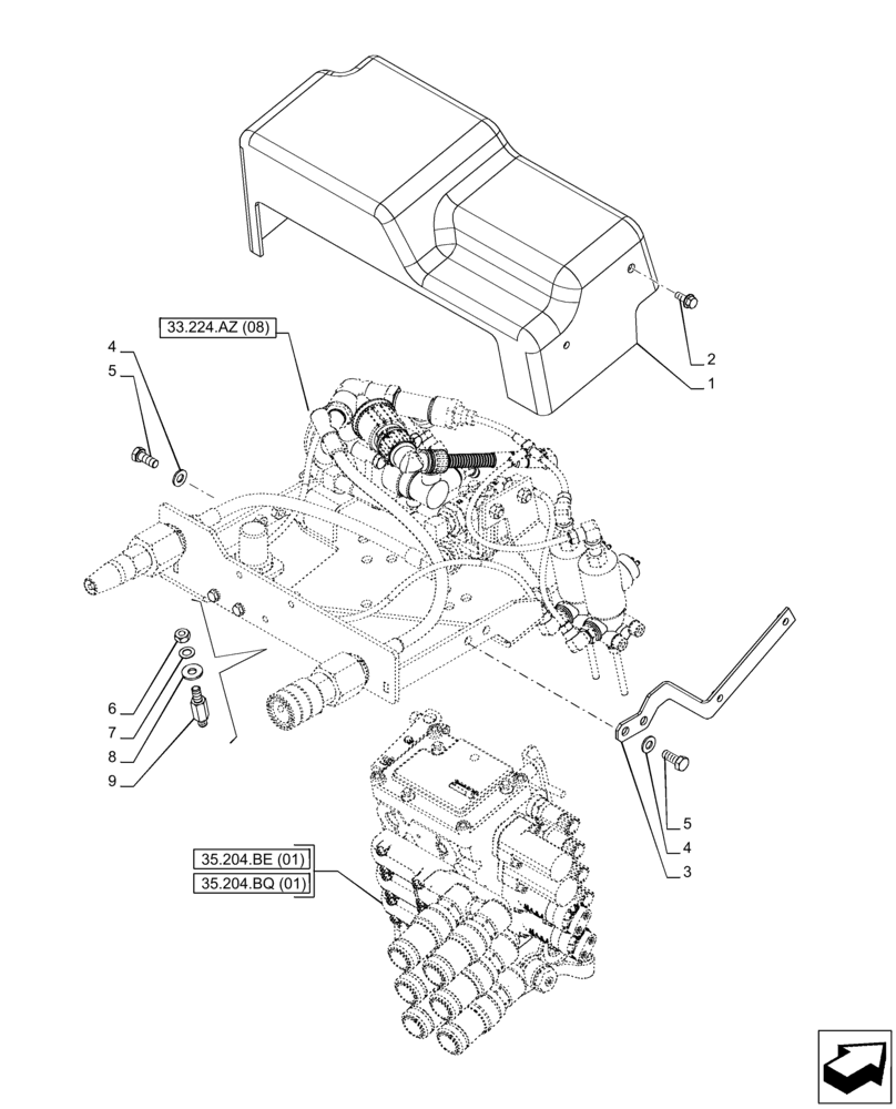 Схема запчастей Case IH PUMA 165 - (33.224.AZ[07]) - VAR. 758043, 758044 - TRAILER BRAKE VALVE (33) - BRAKES & CONTROLS