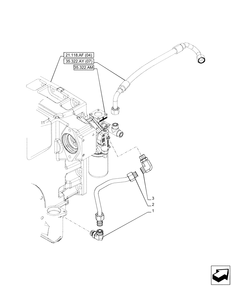 Схема запчастей Case IH PUMA 220 CVT - (21.506.AK) - VAR - 337427, 337433, 391138, 758022 - TRANSMISSION, DRAIN LINE (21) - TRANSMISSION