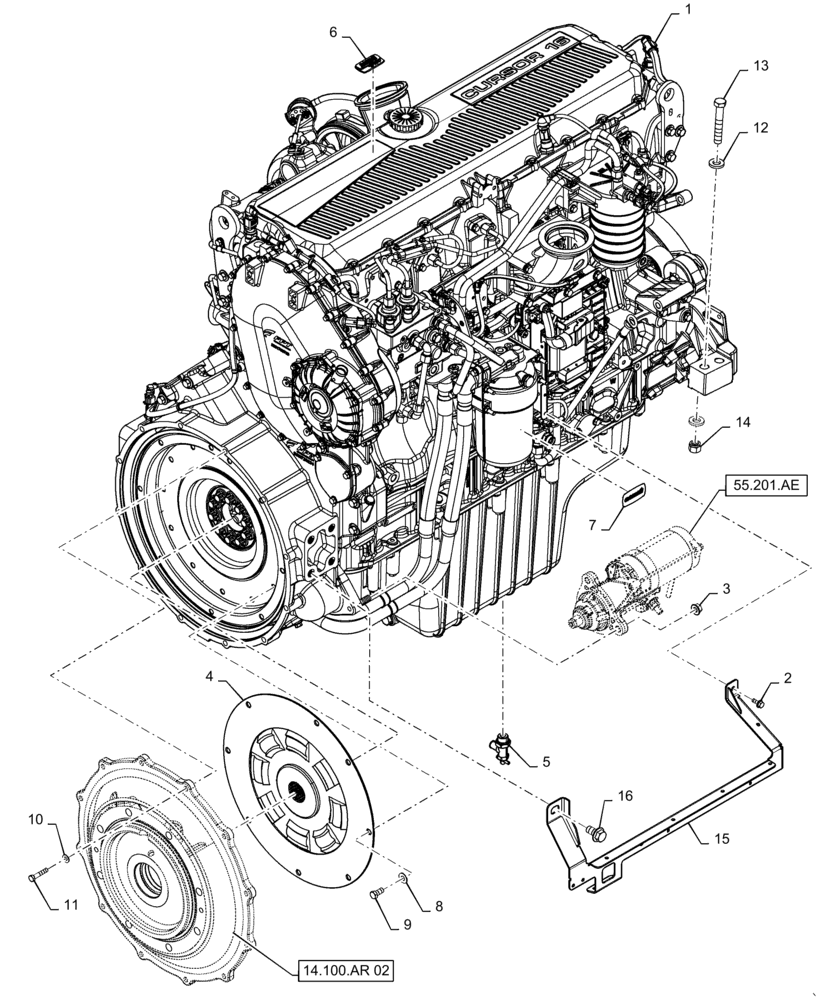 Схема запчастей Case IH 9240 - (18.112.AC[03]) - DAMPER, FLYWHEEL, PTO ASSY, ENGINE (18) - CLUTCH