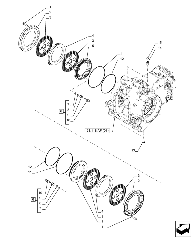 Схема запчастей Case IH PUMA 200 - (33.202.AK[01]) - VAR - 391224 - TRANSMISSION, BRAKE DISC (33) - BRAKES & CONTROLS