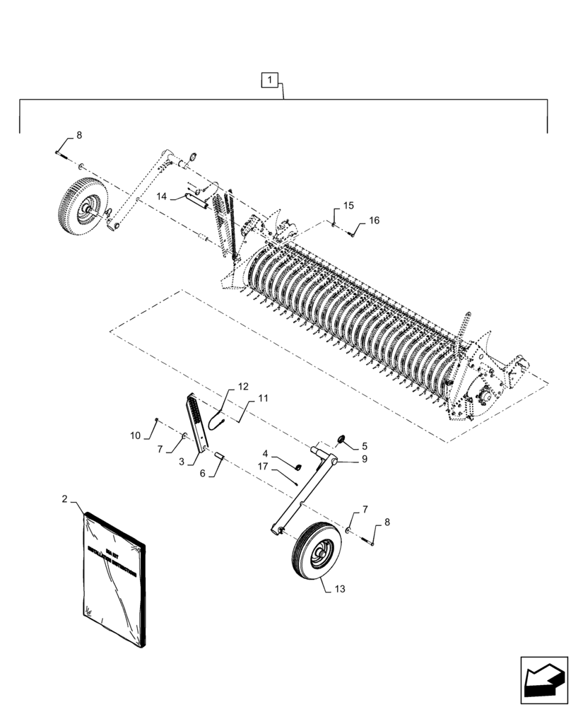 Схема запчастей Case IH RB455 - (88.100.60[04]) - DIA KIT, PICKUP WHEEL, NO TOOL (88) - ACCESSORIES