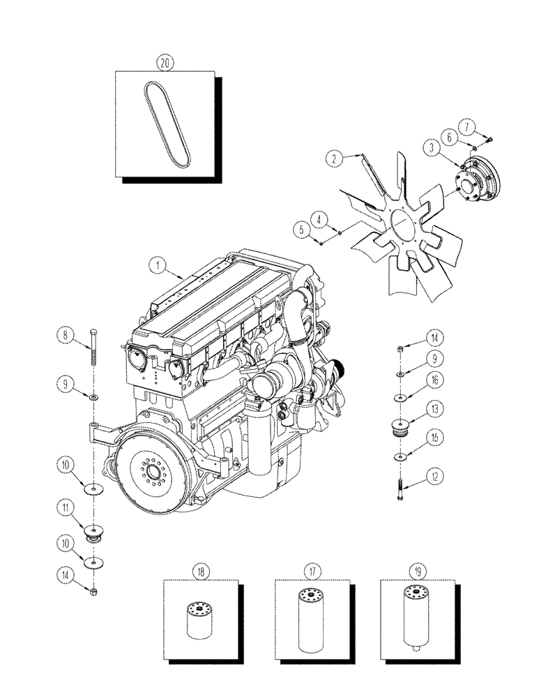 Схема запчастей Case IH STX375 - (02-09) - ENGINE MOUNTING AND ATTACHING PARTS (02) - ENGINE